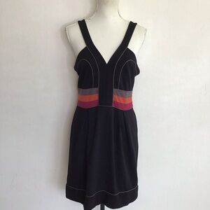 BCBGMaxAzria Women Elegant Black Colors Cocktail Midi Dress Sleeveless V-Neck 12